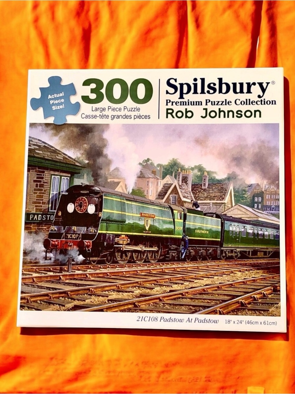 Spilsbury 300 LARGE PIECES Train Puzzle 18x24 Padstow At Padstow Rob Johnson